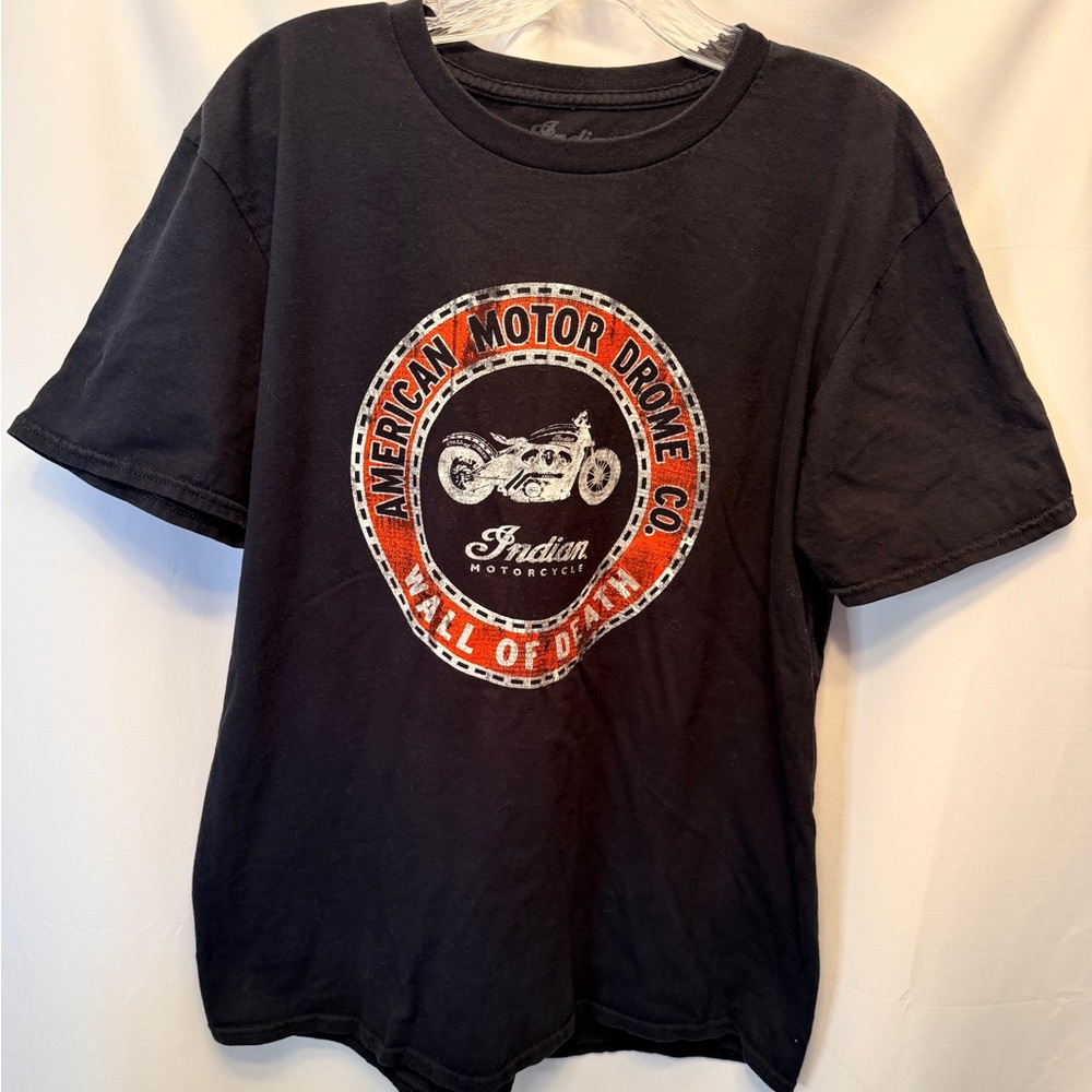 Indian Motorcycle Size Large Wall Of Death Double Sided Black T-Shirt